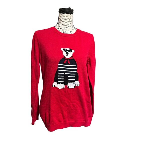 Tommy Hilfiger Ivy Polar Bear Red Sweater Size Medium novelty holiday - Picture 1 of 8